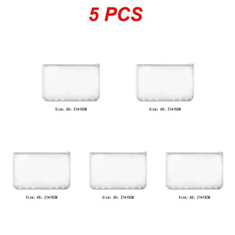 10-1PCS A5 File Holder Standard Transparent A6 A7 PVC Loose Leaf Budget Binder Pouch with Zipper Filing Organizer School Suppli