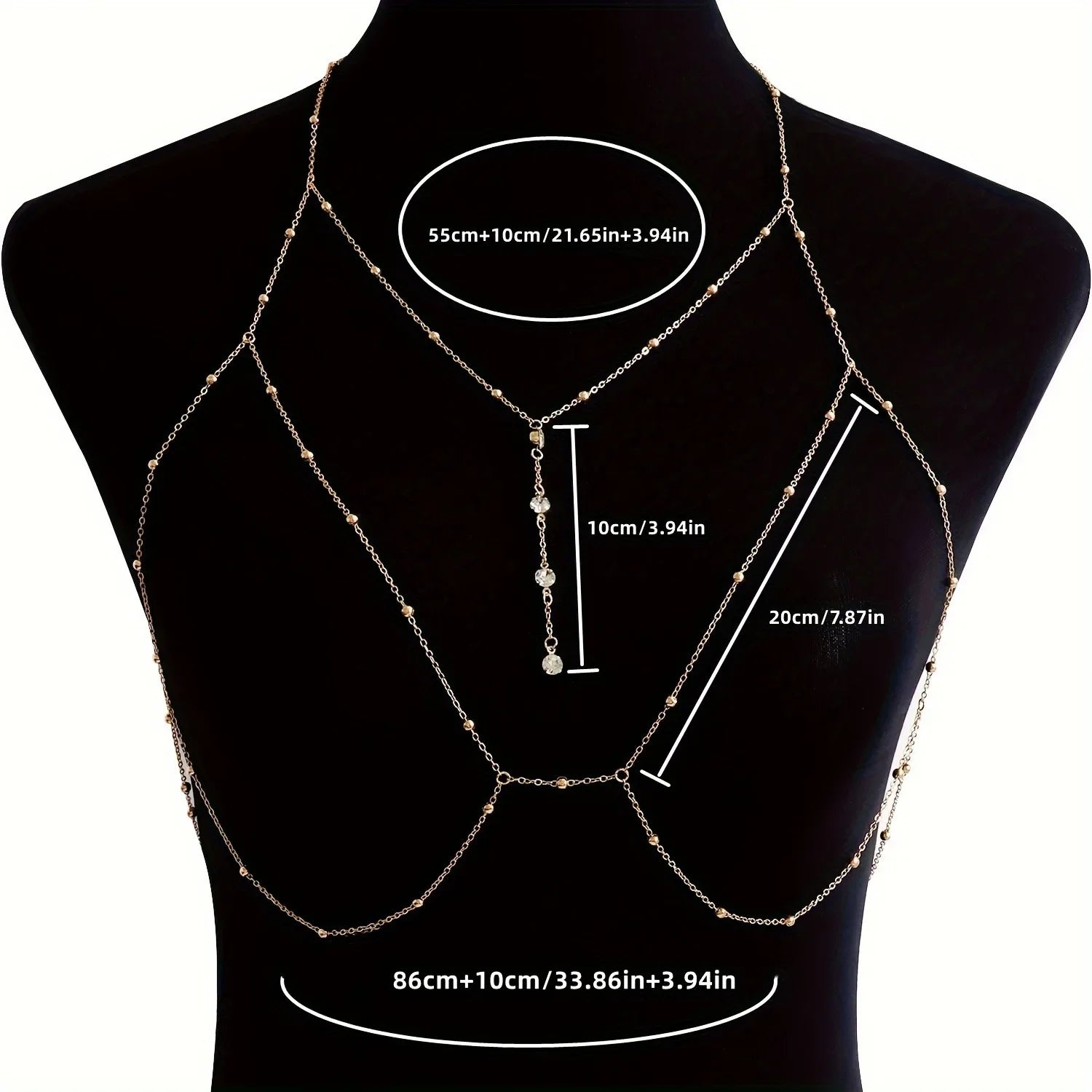 Sommer Kristall Quaste Brust ketten für Frauen Mode geometrischen BH Kreuz Bikini in hohlen Körper Kette heißen Strand Schmuck