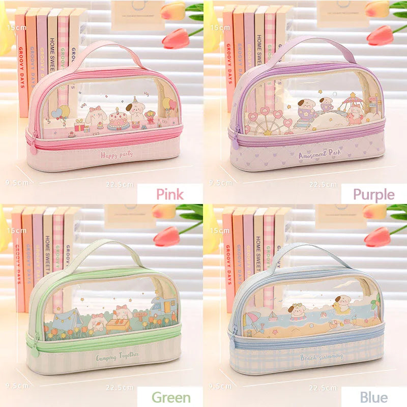 Kawaii Pencil Case Large Capacity Organizer Pen Box Pouch for Girls Back to School Supplies Cute Korean Stationery