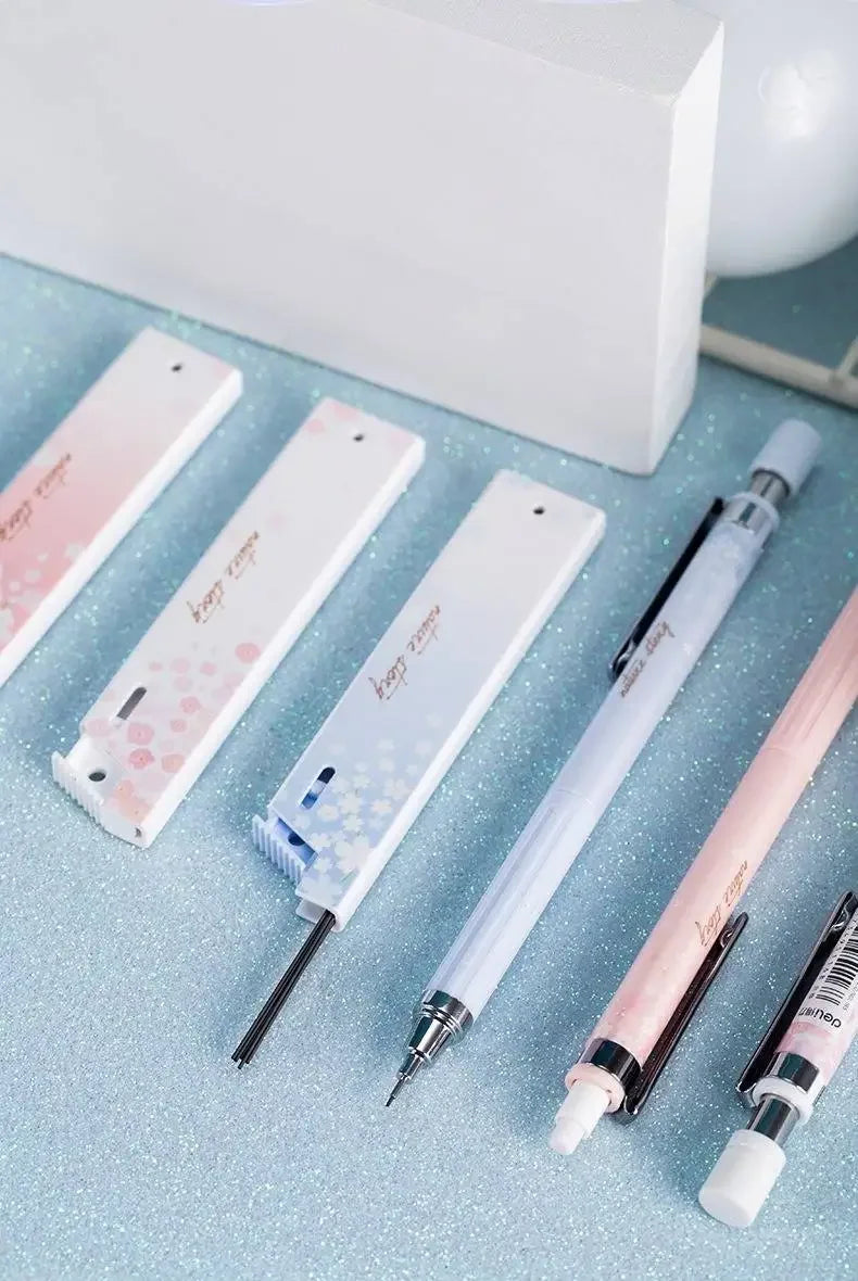 6Pcs/set Kawaii Lovely Fresh Cherry Sakura Mechanical Pencil  0.5mm Automatic Pencil for Student School Office Supplies