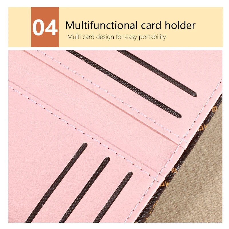 New Wallet Women's Wrist Strap Short Old Flower Zero Wallet Large Capacity Coin Clip Bag Letter Multi Card Card Bag Money Clip