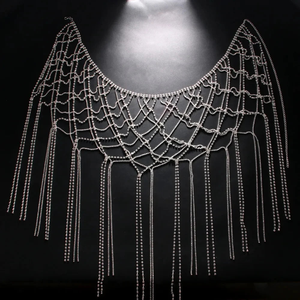 Charm Summer Rhinestone, Tassel Skirts Bikinis Lingerie Accessories, Nightclub Clothing Bling, Unique Sexy Body Chain Dress Jewelry