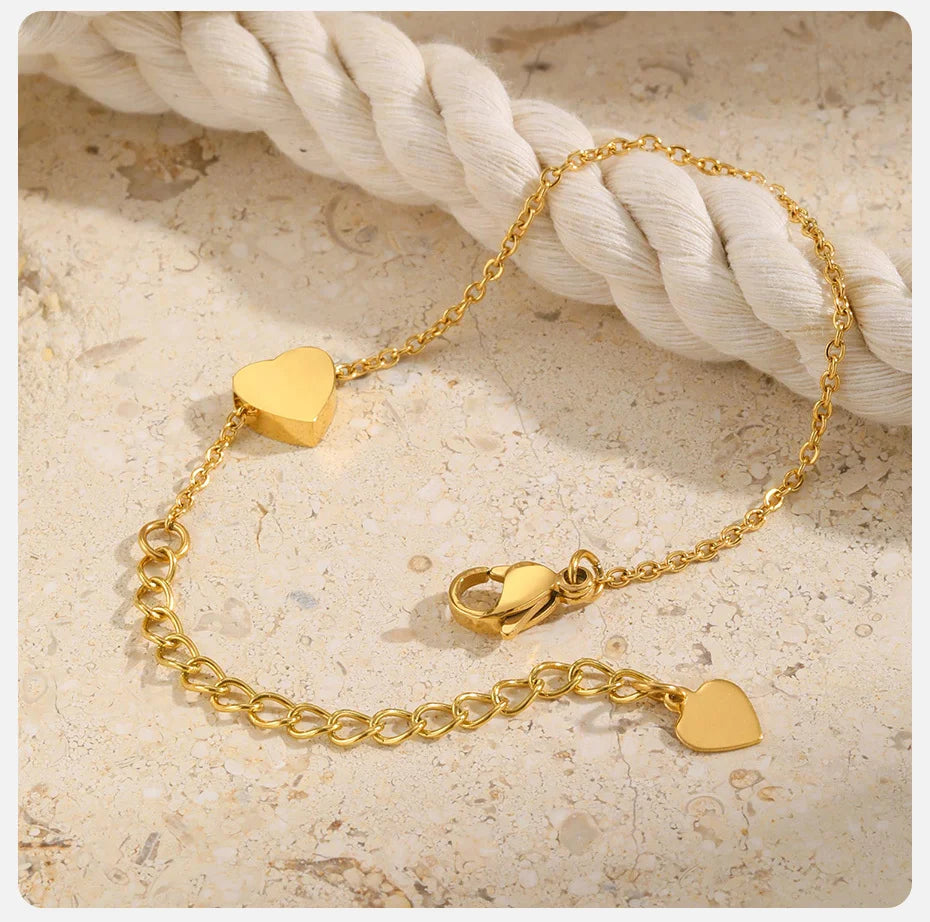 Einfache kleine Herz-Charm-Fußkettchen für Mädchen und Kinder, Anti-Allergie-Edelstahl-Armbänder für Kinder, Knöchelkette, Fußschmuck, Geschenk