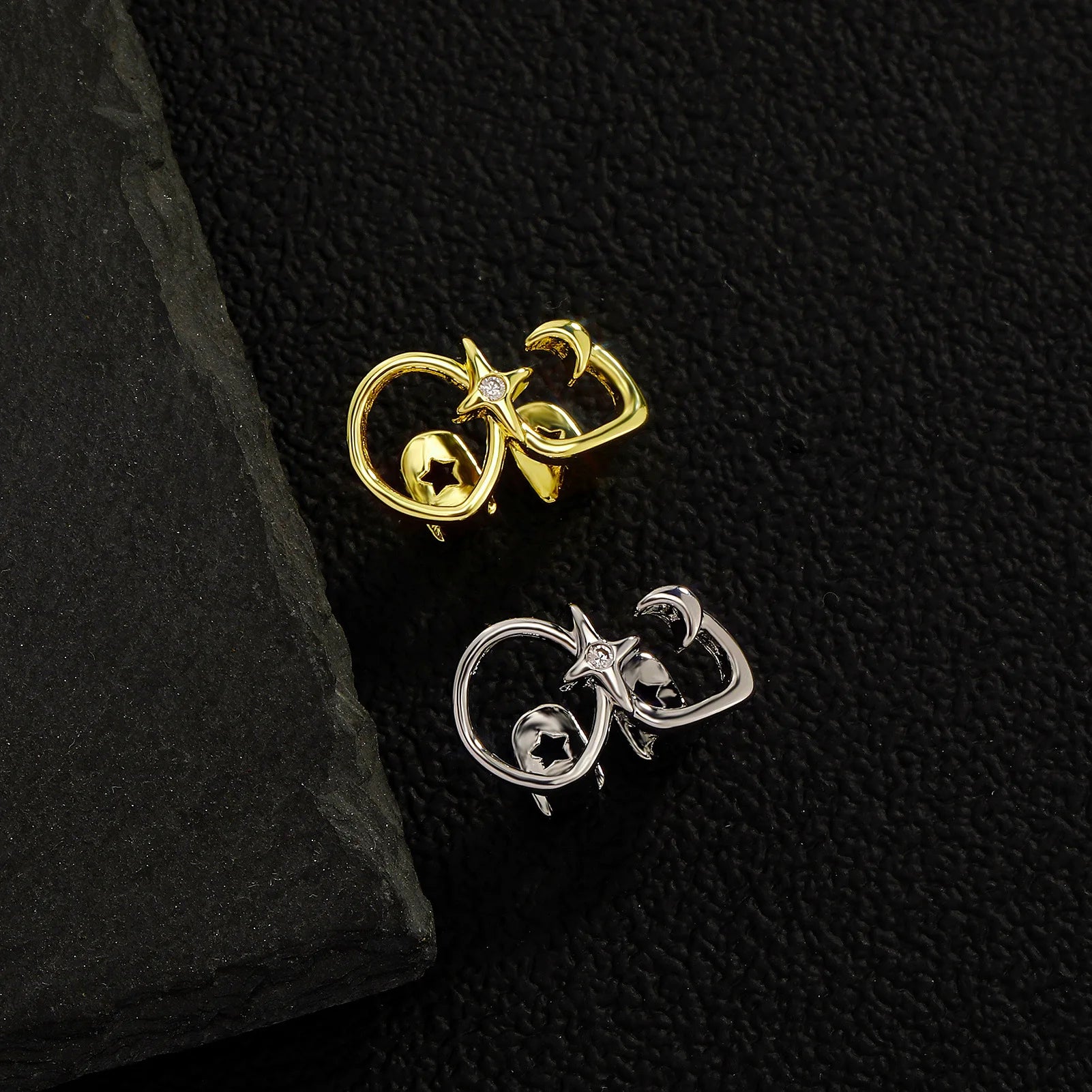 RACHELZ Hip Hop Cute CZ Stone Star Teeth Grillz Braces Gold Color Y2K Elegant Shiny Zircon Tooth Caps For Women Men Punk Jewelry