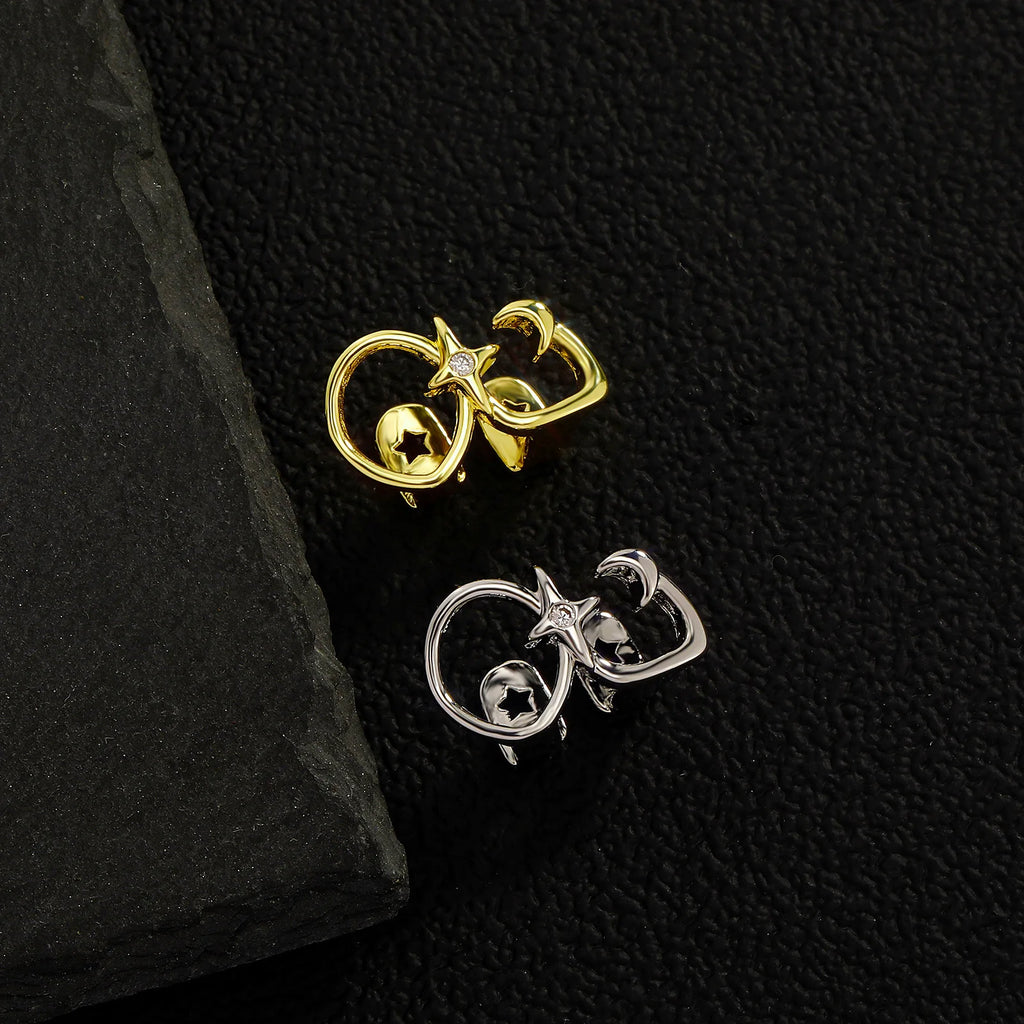 RACHELZ Hip Hop Cute CZ Stone Star Teeth Grillz Braces Gold Color Y2K Elegant Shiny Zircon Tooth Caps For Women Men Punk Jewelry