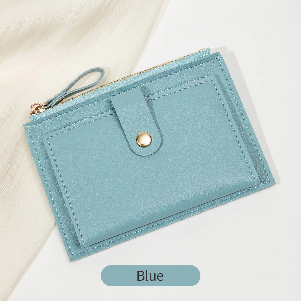 Adorable Minimalist And Fashionable Women's Short Card Bag, Thin Mini PU Leather Wallet, Amazing women's credit card holder wallet, Stunning Trendy Practical Gift For Cute Girls, Lovely Pink Wallet, Nice Blue Color, Kind Pink