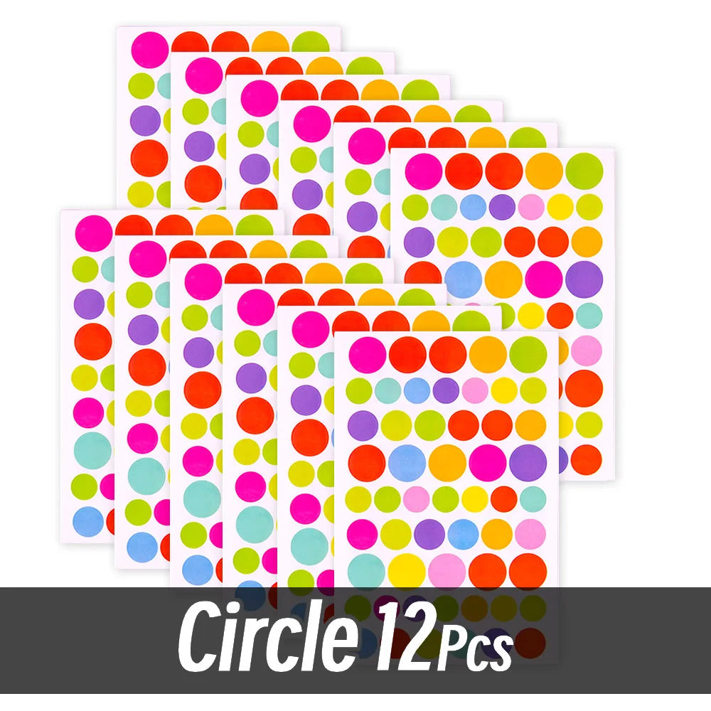 4200 Sheet Heart/Circle/Stars Reward Sign Stickers Pack DIY Skateboard Suitcase Stationery Decals Decor Phone Laptop Gift Toys