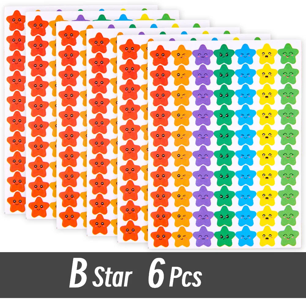 4200 Sheet Heart/Circle/Stars Reward Sign Stickers Pack DIY Skateboard Suitcase Stationery Decals Decor Phone Laptop Gift Toys