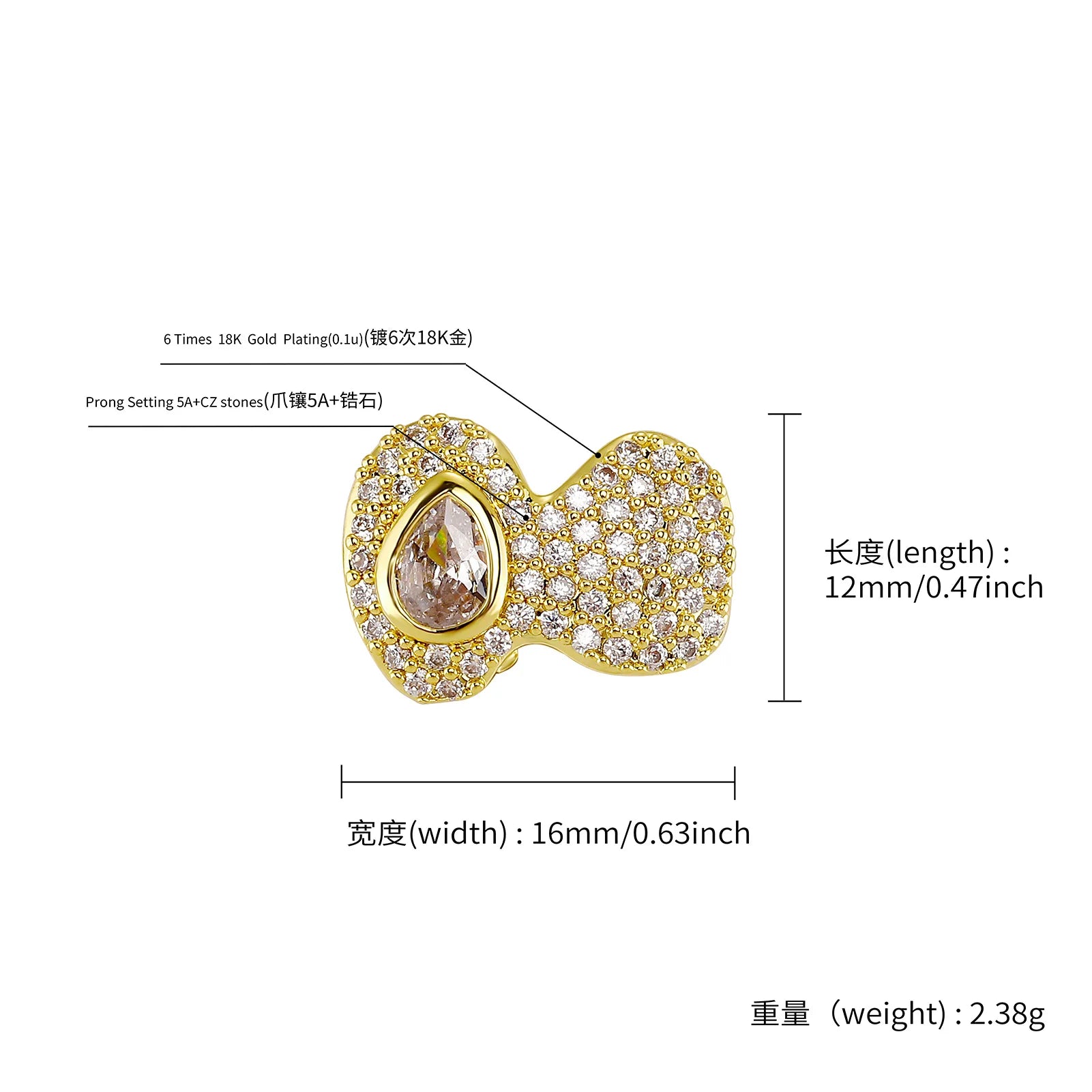 TOPGRILLZ Iced Out Full CZ Stone Teeth Grillz Braces Hip Hop Double Shiny Zircon Tooth Caps For Women Men Rapper Jewelry