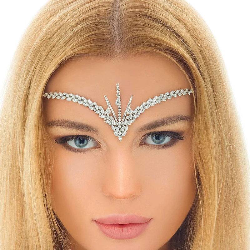 Stonefans Zircon Headband Wedding for Women Luxury Designer Indian Hair Tiaras Boho Forehead Bride Accessories Jewelry 2022 Gift