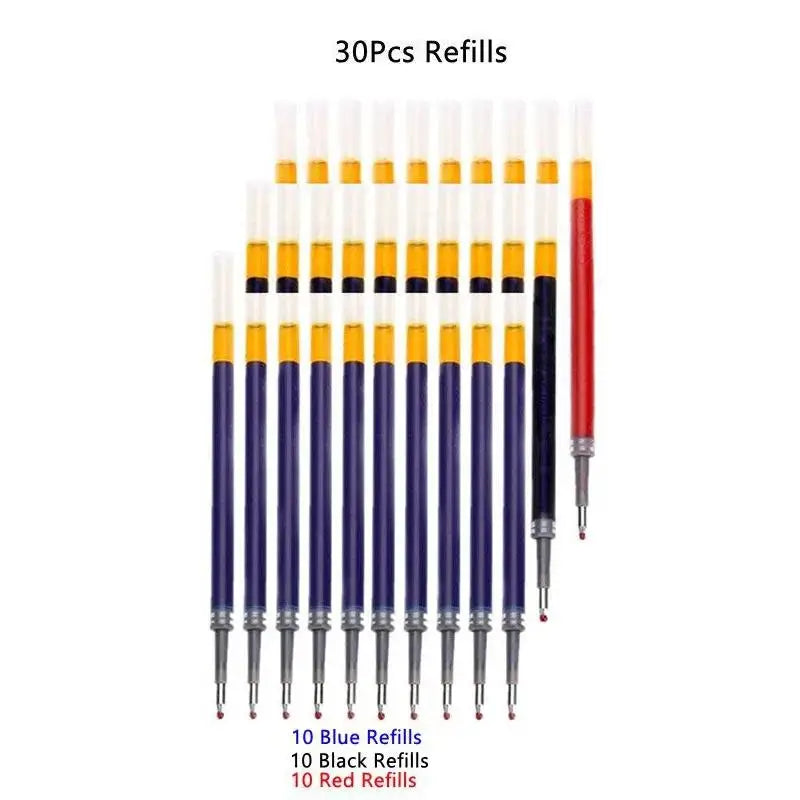 10/30PCS Gel Pens Refills Set Kawaii Stationery Writing Pen Black/Red/Blue Ink 0.5 mm Ballpoint Pen For Office & School Supplies