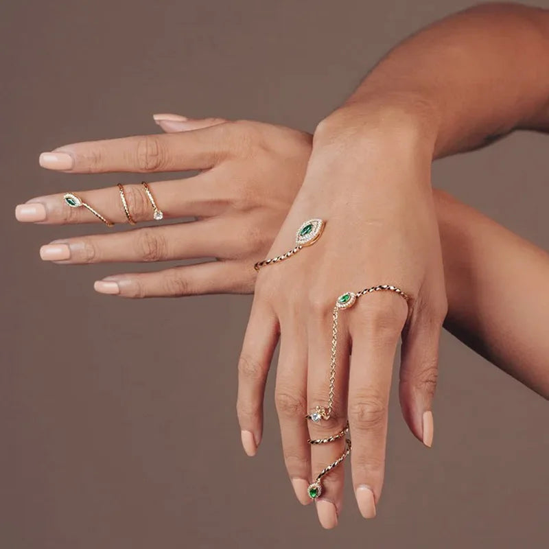 Stonefans Fashion Hand Palm Ring Bracelet Chain Bangle for Women New Rhinestone Link Finger Bracelet Jewelry Crystal Accessories