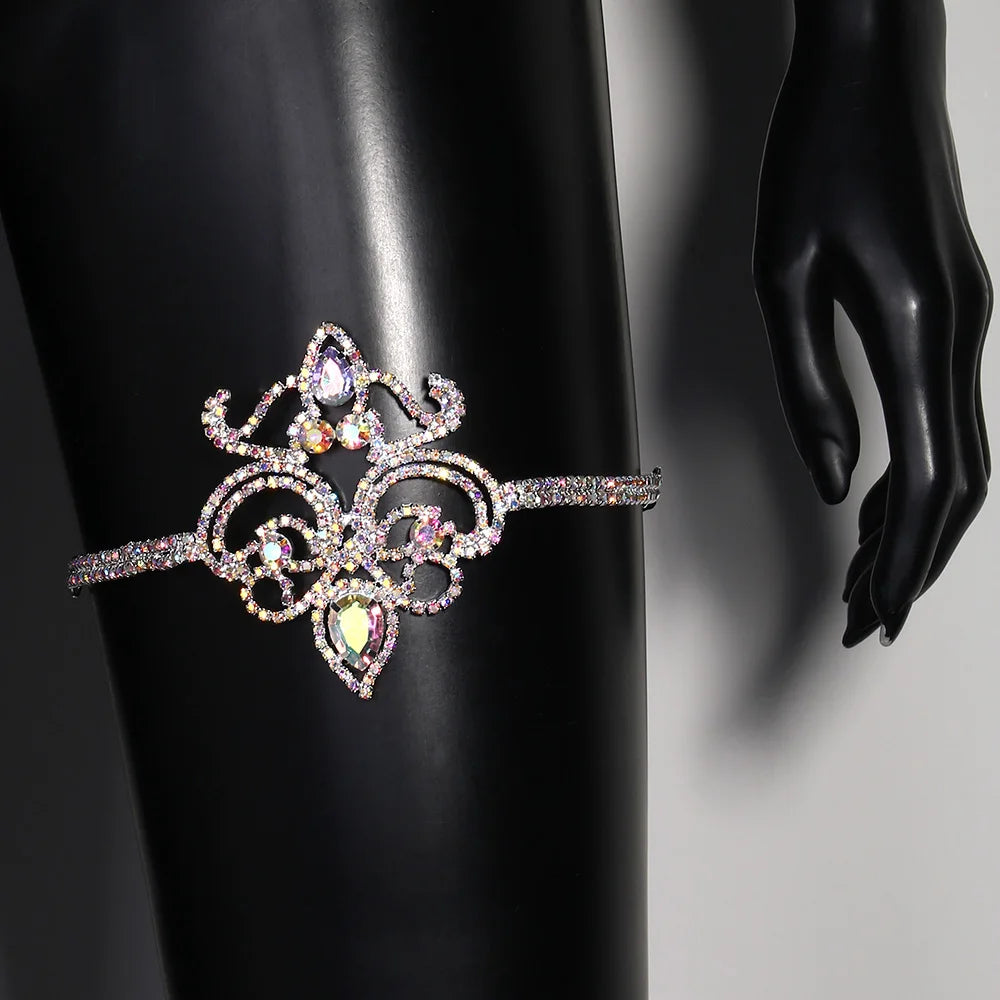 Rave Colorful Crystal Thigh Chain Belly, Dance Accessories Gift 2026, Beach Bikini Geometric Sexy Leg Jewelry Dress for Girls