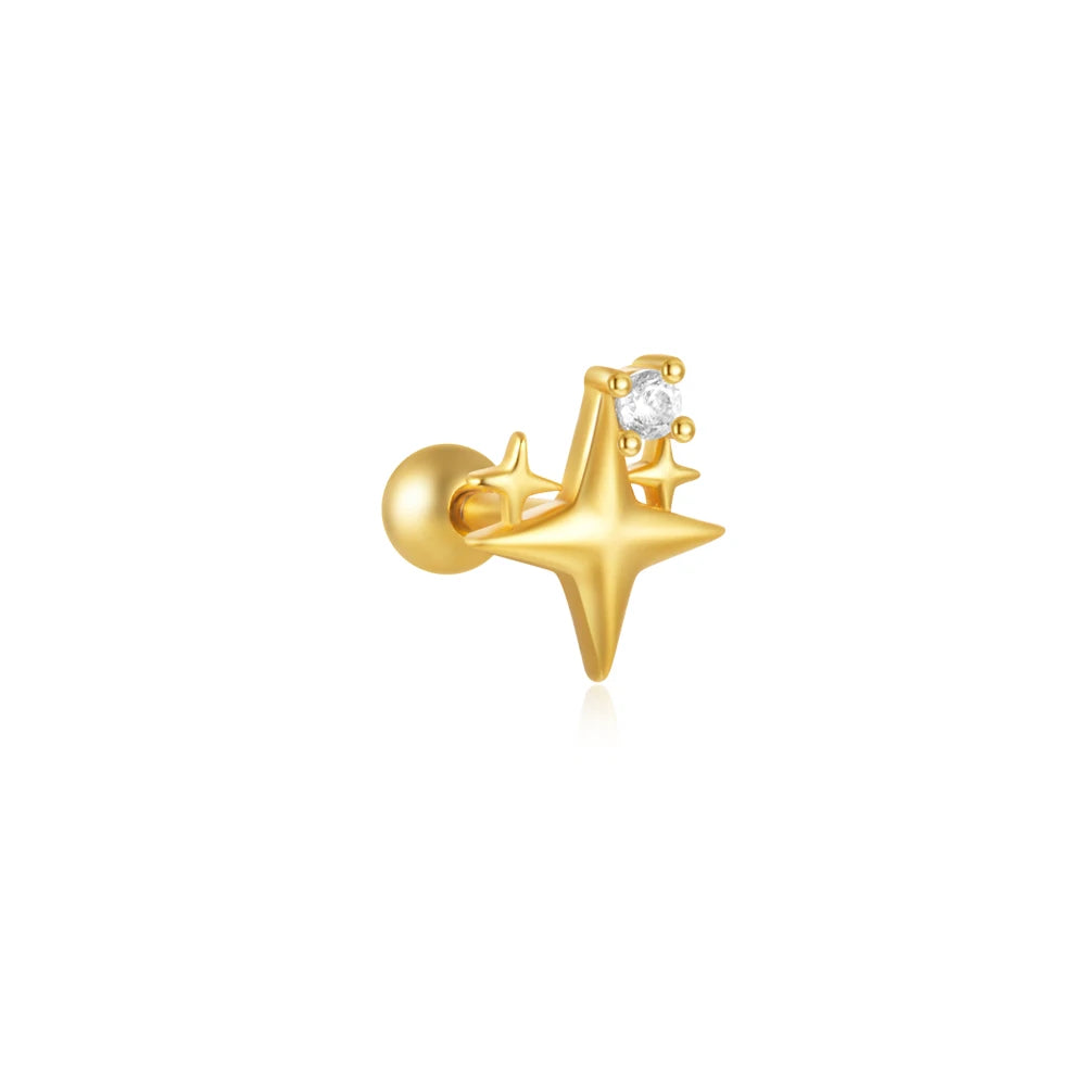 925 Sterling Silver 1pc, Geometry Multi Piercing Stud Earrings For Women, K Gold Simple Elegant Tassel Jewelry, beautiful Gift