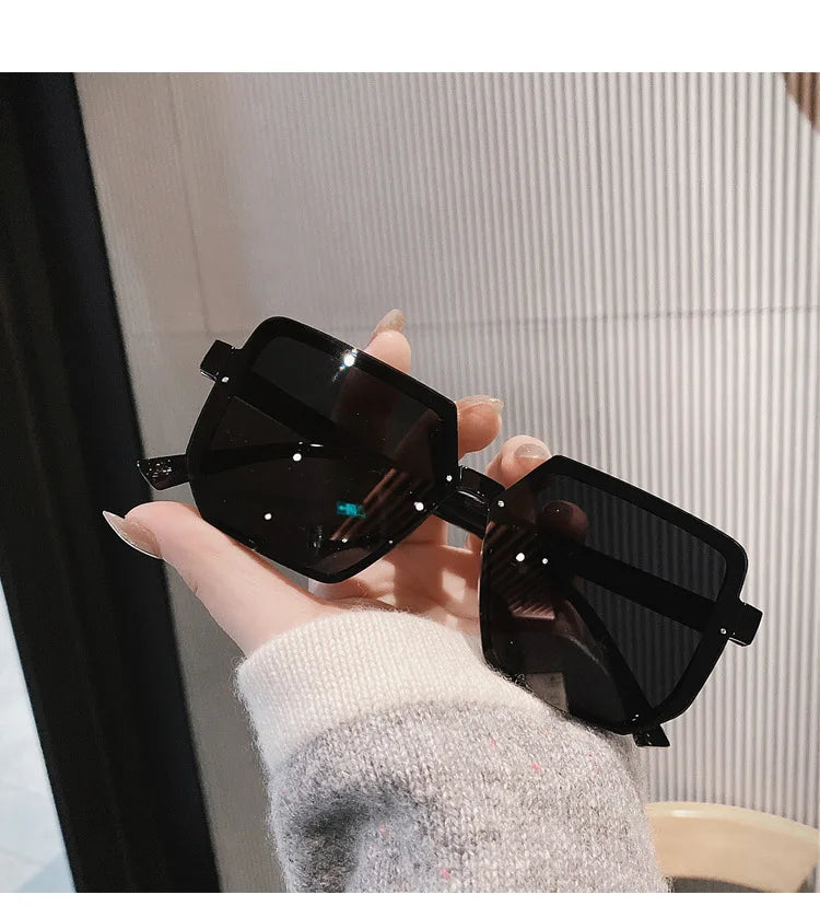 Big Frame Vintage Sunglasses Women, Elegant Square Sun Glasses Retro Eye Glasses Goggle for Female Polygon Sunglasses  