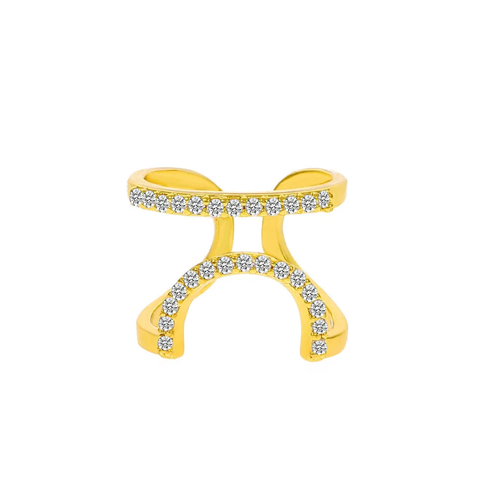Rhinestone Fingernail Protective Zircon Nail Ring Charm Flower Butterfly Resizable Nail Ring Adjustable Opening Rings For Women