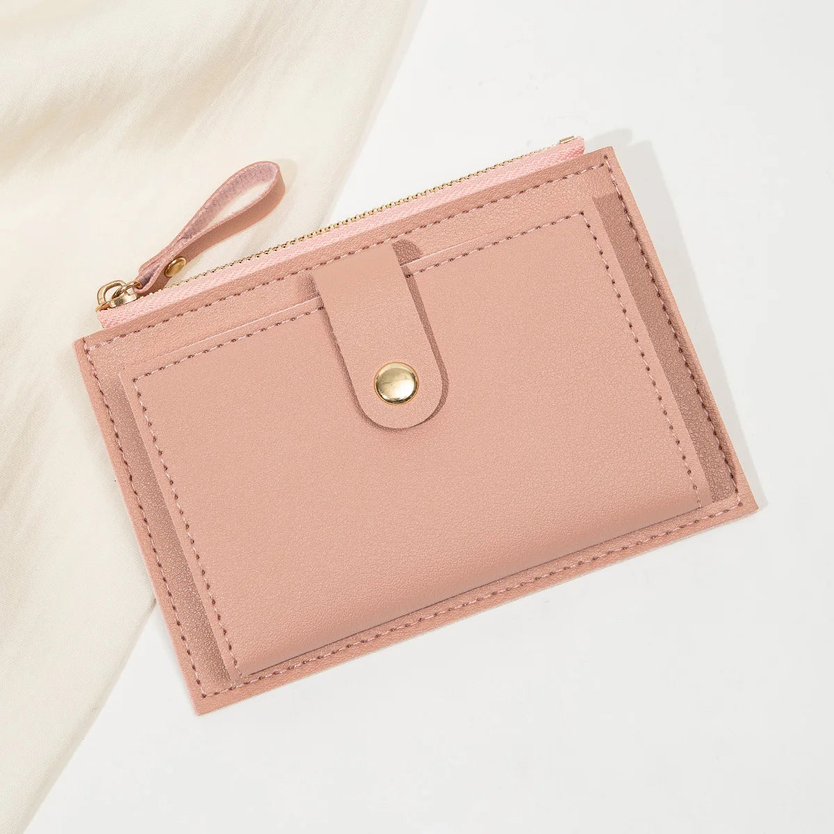 Adorable Minimalist And Fashionable Women's Short Card Bag, Thin Mini PU Leather Wallet, Amazing women's credit card holder wallet, Stunning Trendy Practical Gift For Cute Girls, Lovely Pink Wallet, Nice Blue Color, Kind Pink