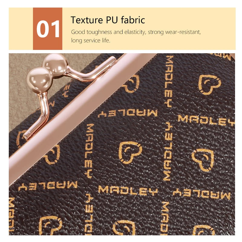 New Wallet Women's Wrist Strap Short Old Flower Zero Wallet Large Capacity Coin Clip Bag Letter Multi Card Card Bag Money Clip