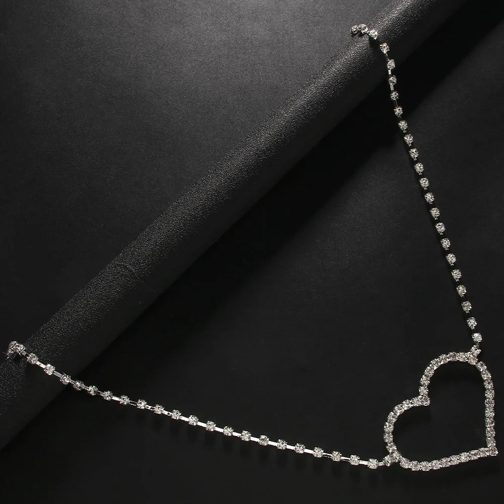 Luxury Rhinestone Hollow Heart Shaped Adjustable Waist Chain for Girls, Sexy Party Belly Body Chains, Adorable Jewelry Accessories Gift For Her