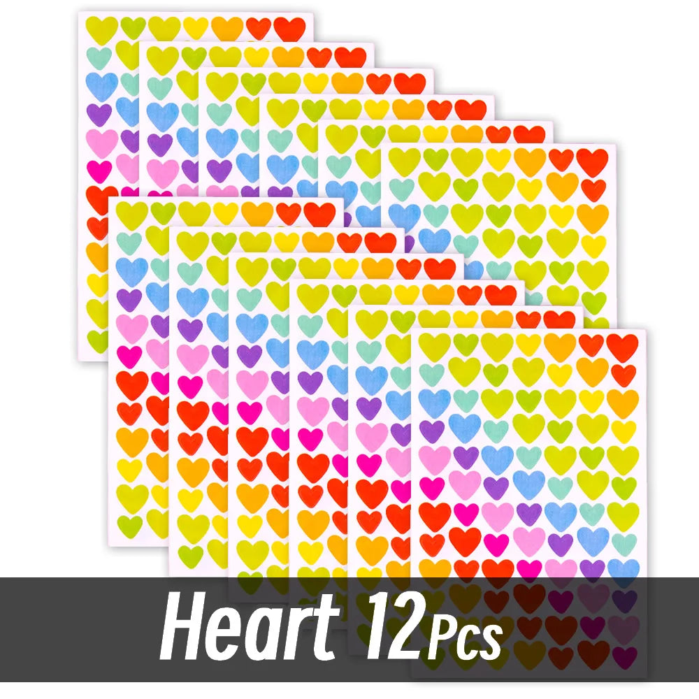 4200 Sheet Heart/Circle/Stars Reward Sign Stickers Pack DIY Skateboard Suitcase Stationery Decals Decor Phone Laptop Gift Toys