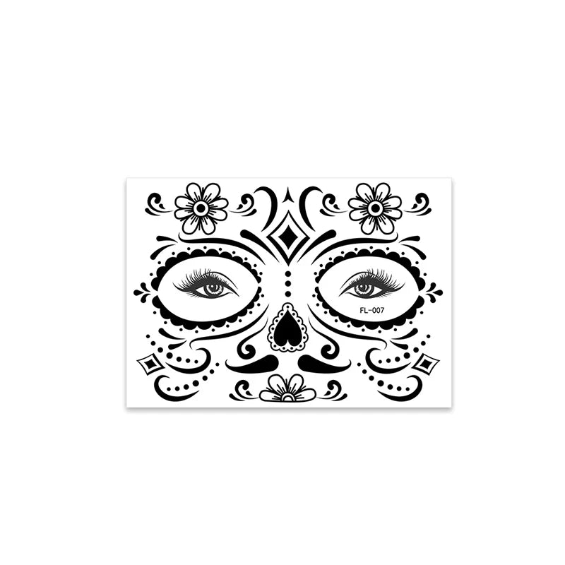 Face Festival Tattoo Costume Party Stickers Halloween Waterproof Temporary Tattoo Stickers Makeup Body Dress Up Decoration