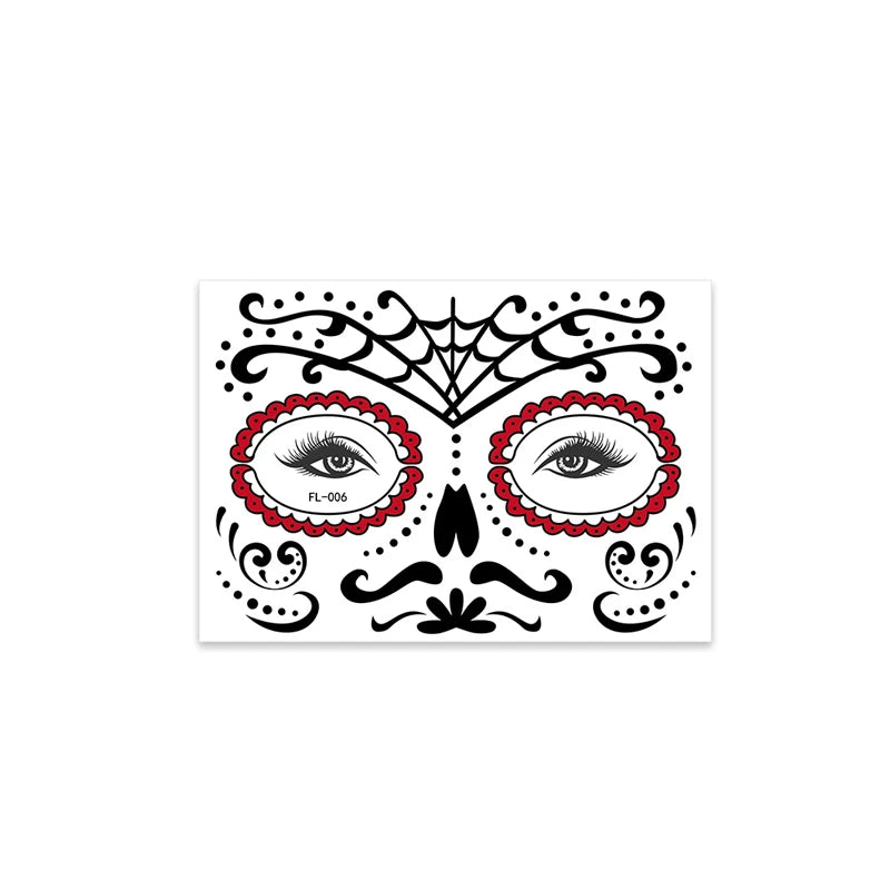 Face Festival Tattoo Costume Party Stickers Halloween Waterproof Temporary Tattoo Stickers Makeup Body Dress Up Decoration