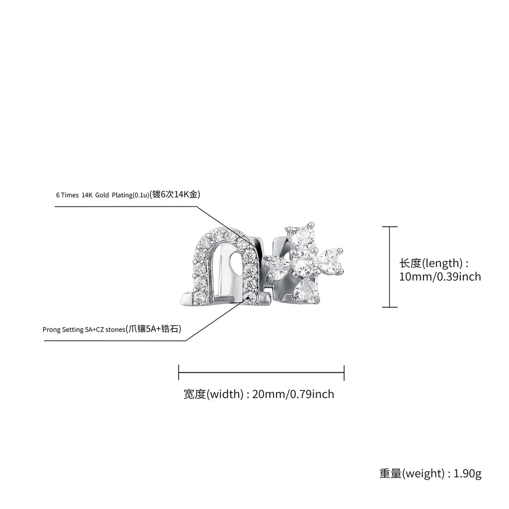 Hip Hop Iced Out Double Teeth, Lucky Green Clover Infinity Grillz, Top & Bottom Punk Rapper Beautiful Christmas Cosplay