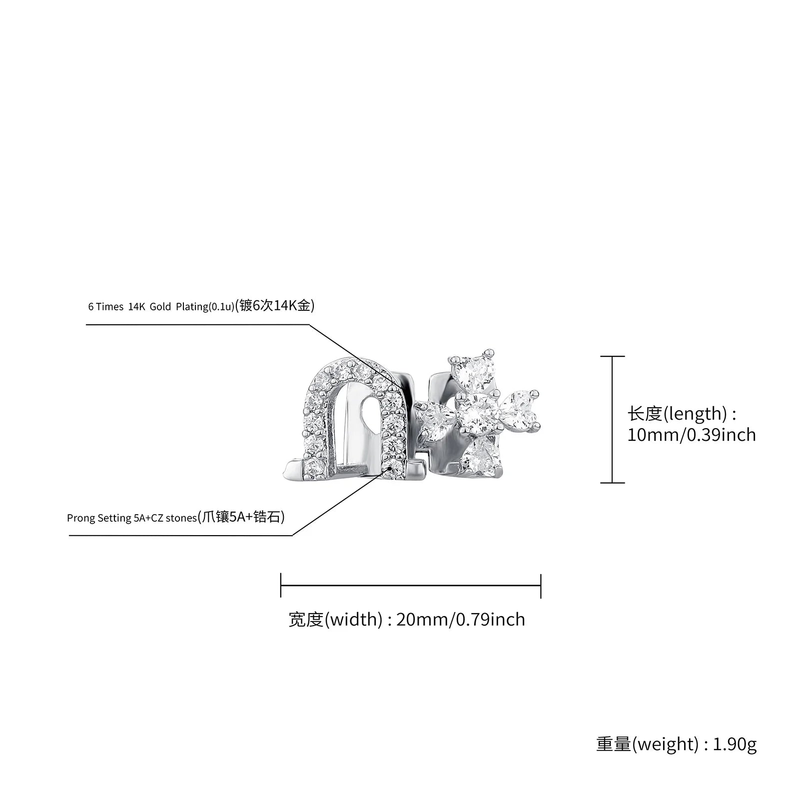 Hip Hop Iced Out Double Teeth, Lucky Green Clover Infinity Grillz, Top & Bottom Punk Rapper Beautiful Christmas Cosplay