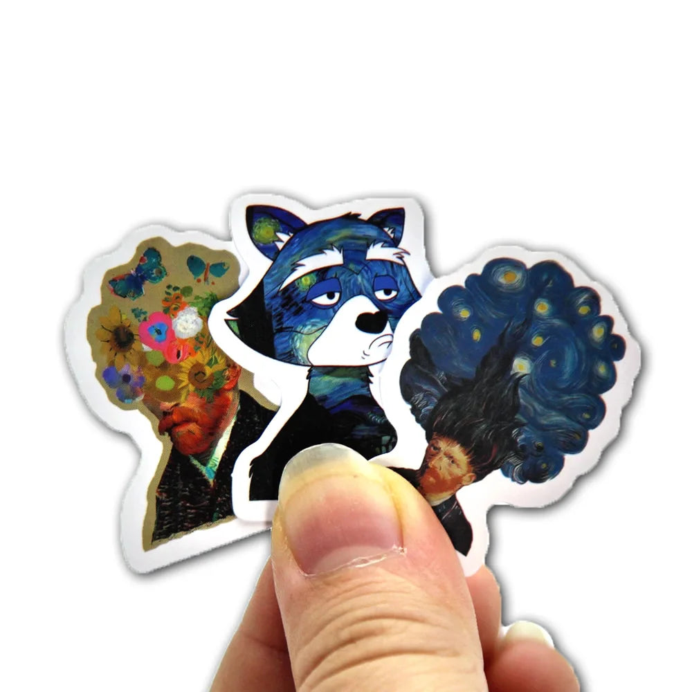 100Pcs Van Gogh Cute Stickers Pack Aesthetic Stationery Supplies Lot Korean Paper Kawaii Office Teacher School Diary Decoration
