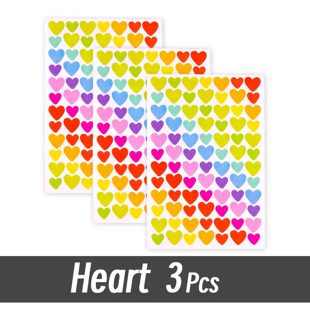 4200 Sheet Heart/Circle/Stars Reward Sign Stickers Pack DIY Skateboard Suitcase Stationery Decals Decor Phone Laptop Gift Toys
