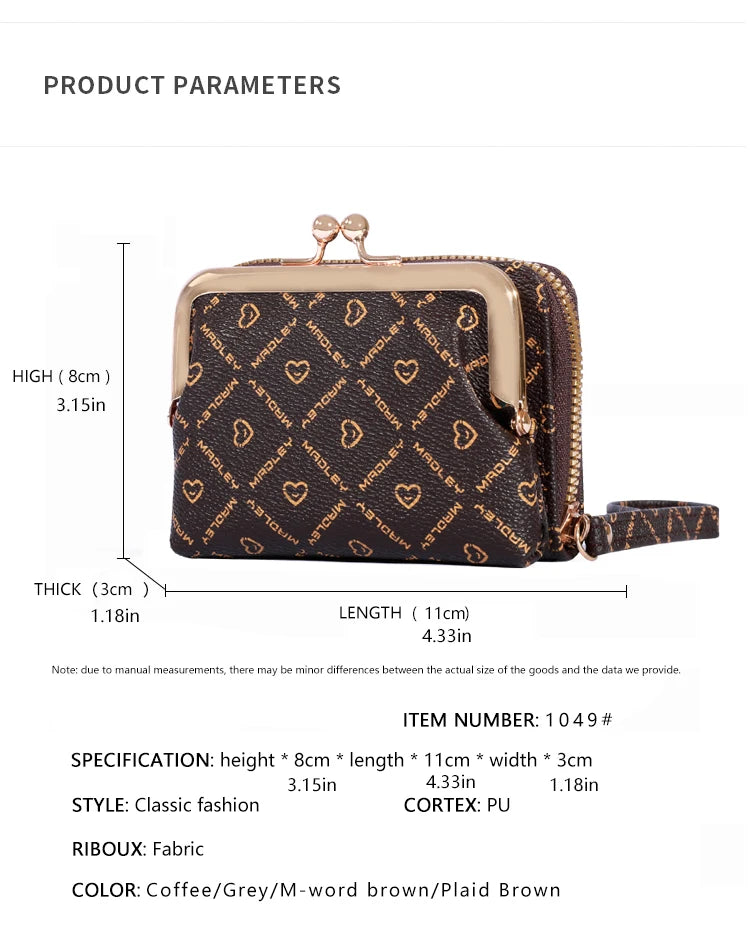 New Wallet Girl's Wrist Strap Short Charm Flower Zero Wallet Large Capacity Coin Clip Bag Letter Multi Card Card Bag Money Clip