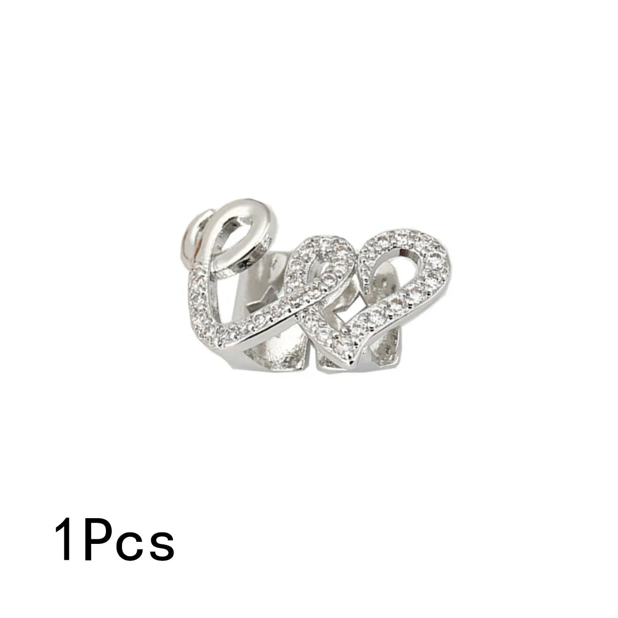 1/2/5Pcs Punk Copper Double Heart Teeth Caps for Women And Men, Hip Hop Zircon Hollow Love Tooth Grillz Couple Jewelry Accessories