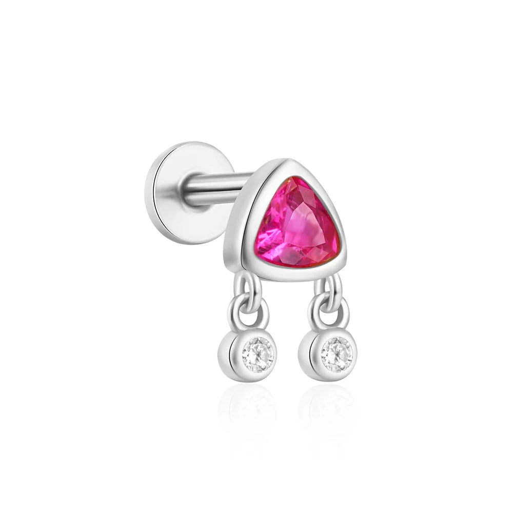 925 Sterling Silver 1pc, Geometry Multi Piercing Stud Earrings For Women, K Gold Simple Elegant Tassel Jewelry, beautiful Gift