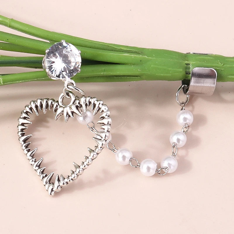 Charm Bohemian Pearls Stone Ear Cuff, Wrap Stud Clip Earrings For Girl, Trendy Earrings Jewelry Bijoux