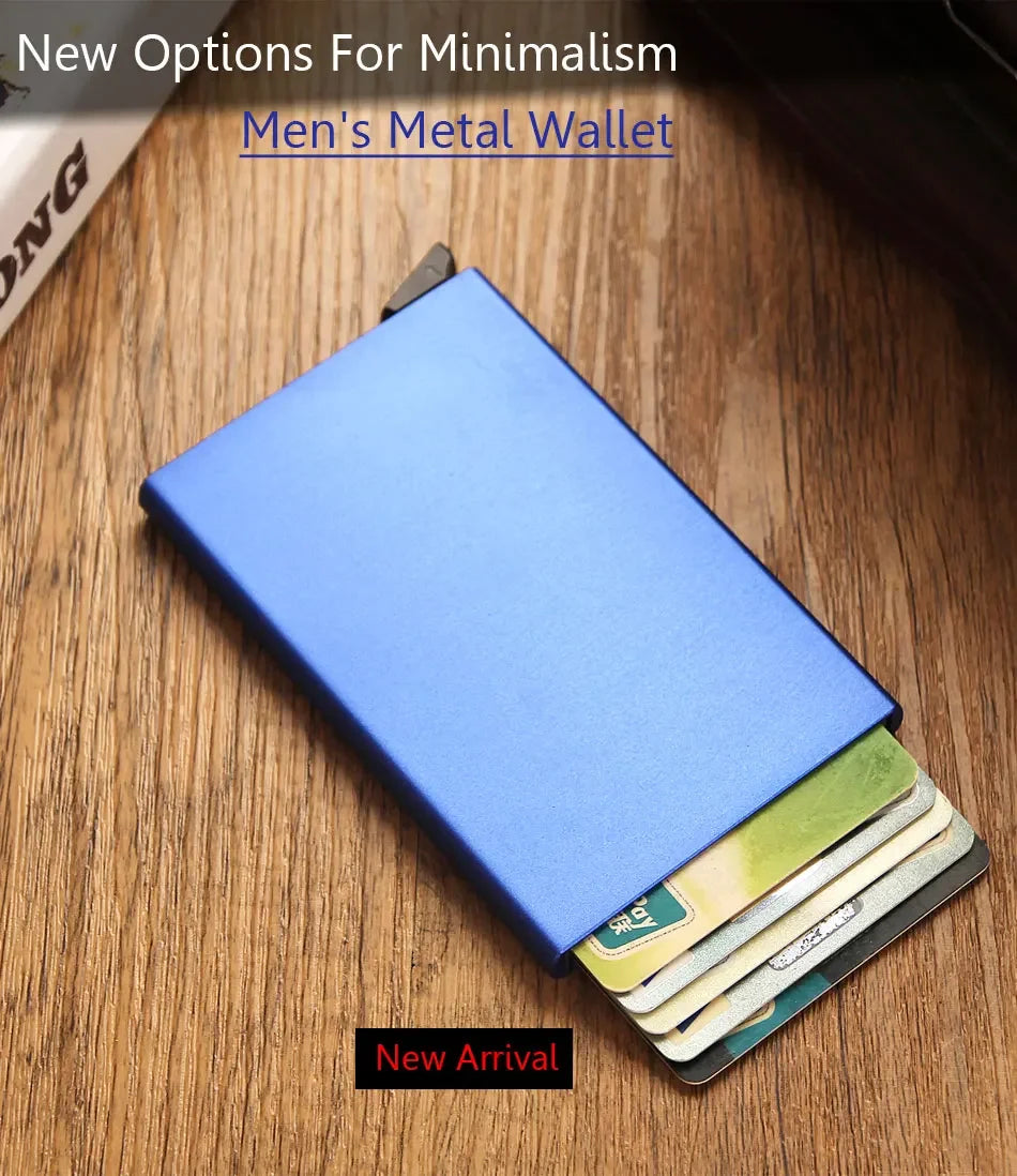 Smart RFID Credit Card Holder, Metal Thin Slim Blocker, Smart Wallet Men And Women Wallets ,Pop Up Minimalist Small Black Purse Mini Wallets for Security Men and Woman, Many Beautiful Pocket Wallet Colors