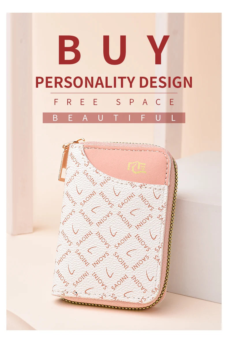 New Girl's Small Wallet Premium Sense Personality Lady, Credit Card Holder Fashion Multi-Slot Zipper Credit Card Wallet  Women's