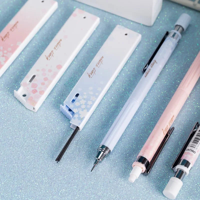 6Pcs/set Kawaii Lovely Fresh Cherry Sakura Mechanical Pencil  0.5mm Automatic Pencil for Student School Office Supplies