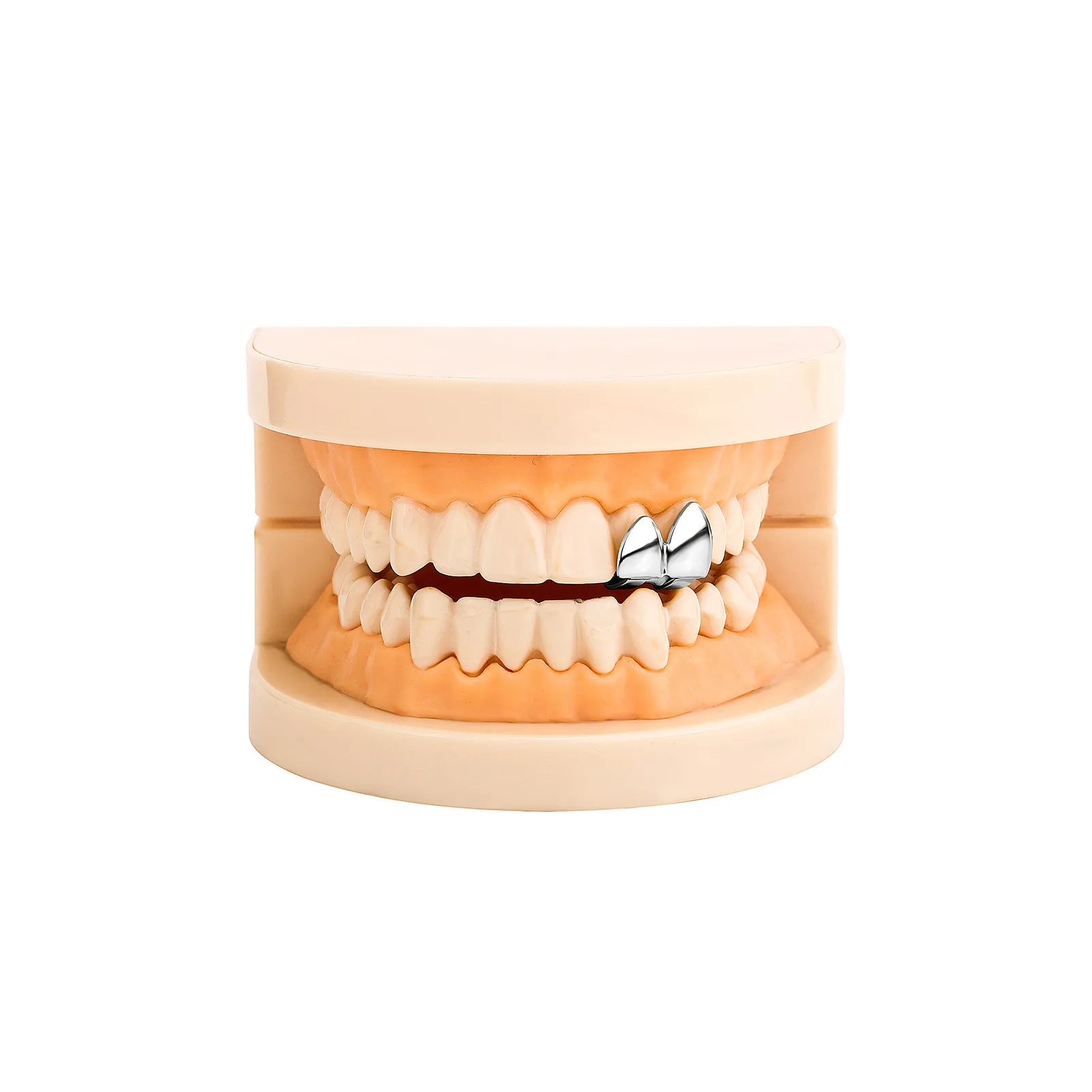 Simple Hip Hop Double Glossy Teeth Grillz Gold And Silver Color, Tooth Caps Fangs Dental Grills For Women And Men, Jewelry Cosplay Gift