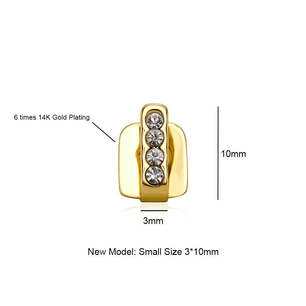 The Best Fashion CZ Stone Vertical Bar Teeth Grillz Braces Hip Hop 4 Zircon Tooth Caps Dental Grills For Women Men Girls, Great Gift Jewelry