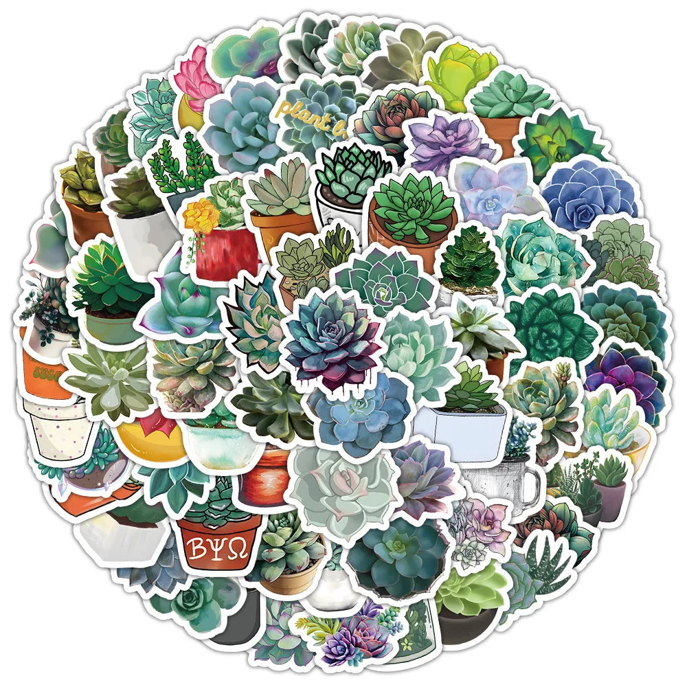 100Pcs Succulent Cute Stickers Pack Aesthetic Stationery Supplies Lot Kawaii Office Teacher School Diary Decoration Korean Paper