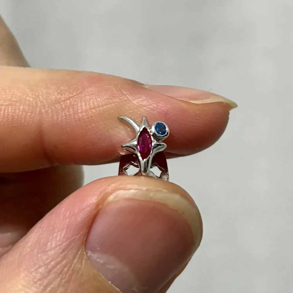 RACHELZ Hip Hop Purple Zircon Star Teeth Grillz Y2K Vintage Single Blue CZ Stone Tooth Caps For Women Men Jewelry Dental Grills