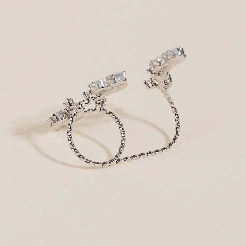 Stonefans CZ AAAAA Leaf Ring Adjustable Women Y2K Luxury Fashion Wedding Jewelry Bride Party Accessories Decoration Rings Gifts