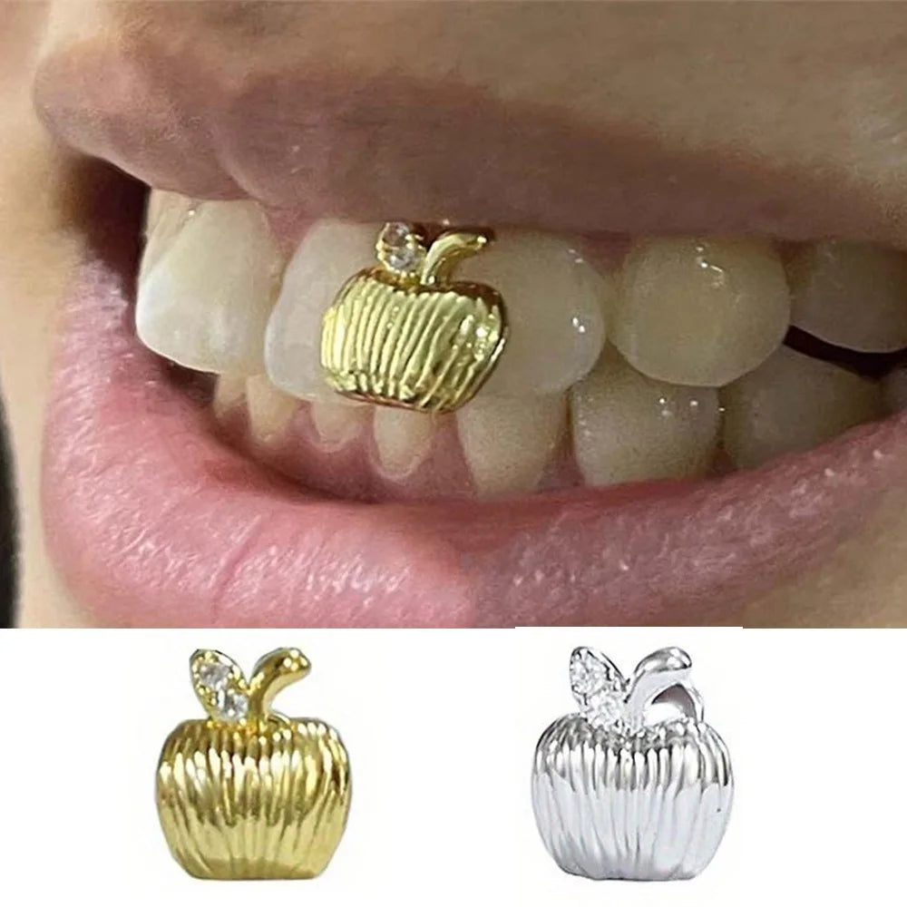 New Hip Hop Single Fruit Shape Teeth Grillz, Fashion Niche Design Tooth Caps For Women Men, Jewelry Couple Gift Dental Grills