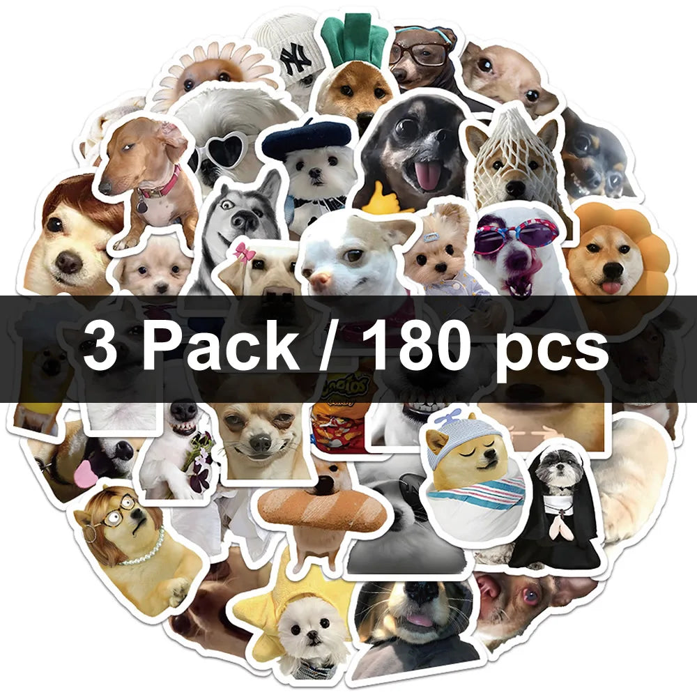 30/60/180 Funny Dogs Stickers Cartoon Cute Decals Toy Stationery Guitar Phone Bicycle Laptop Luggage Car Graffiti Sticker