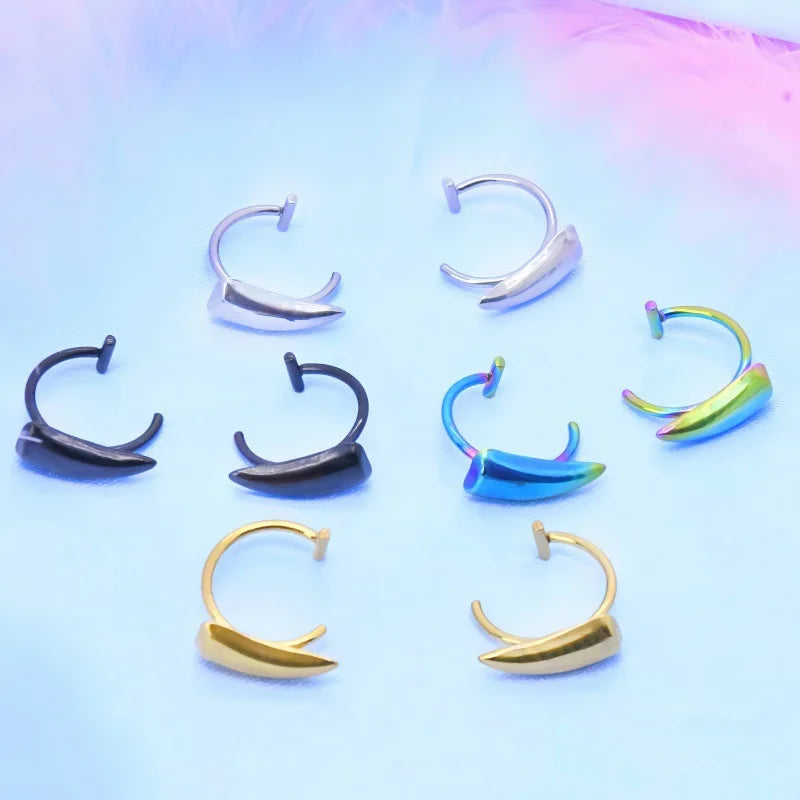 1Pair Stainless Steel Vampire Fangs Lip, Rings Hip Hop Punk Gothic, Style Fake Piercing Teeth Jewelry for Men and Women, Halloween 2025