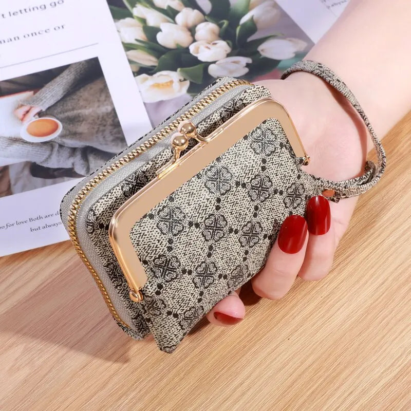 New Wallet Girl's Wrist Strap Short Charm Flower Zero Wallet Large Capacity Coin Clip Bag Letter Multi Card Card Bag Money Clip