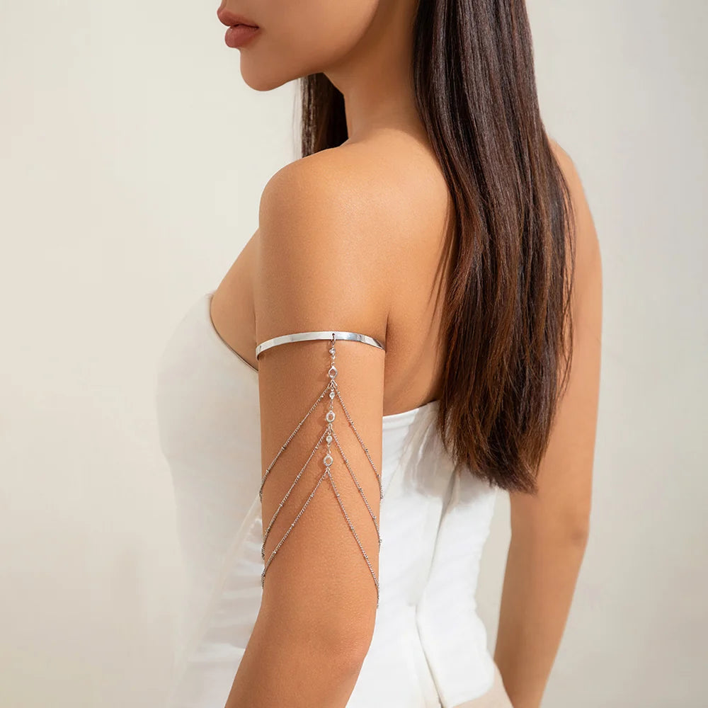 Trendy Arm Schmuck Mode Multi-layered Strass Kette Quaste Oberarm Armband Armbinde Armband Frauen Zubehör