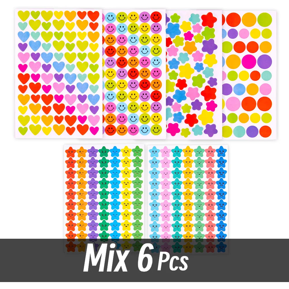 4200 Sheet Heart/Circle/Stars Reward Sign Stickers Pack DIY Skateboard Suitcase Stationery Decals Decor Phone Laptop Gift Toys