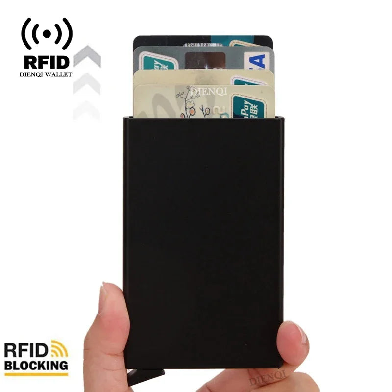 Smart RFID Credit Card Holder, Metal Thin Slim Blocker, Smart Wallet Men And Women Wallets ,Pop Up Minimalist Small Black Purse Mini Wallets for Security Men and Woman, Many Beautiful Pocket Wallet Colors