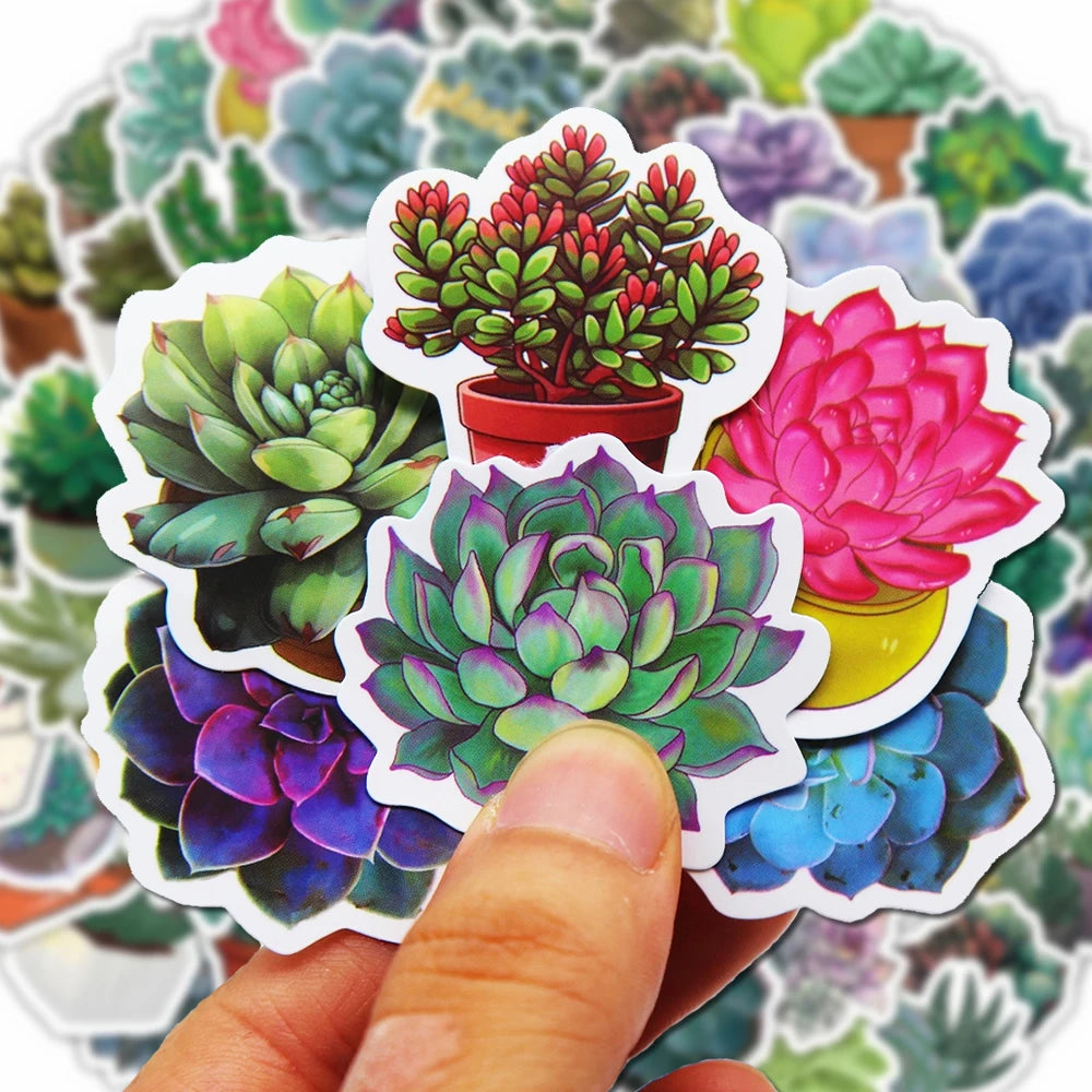 100Pcs Succulent Cute Stickers Pack Aesthetic Stationery Supplies Lot Kawaii Office Teacher School Diary Decoration Korean Paper